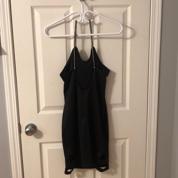 Black mini dress with diamond straps. - Picture 2 of 4